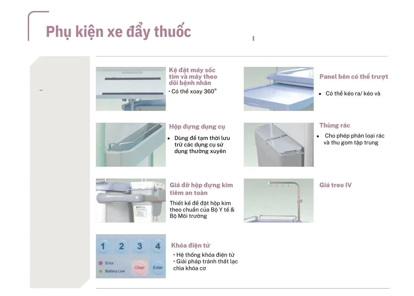 Các phụ kiện xe đẩy thuốc