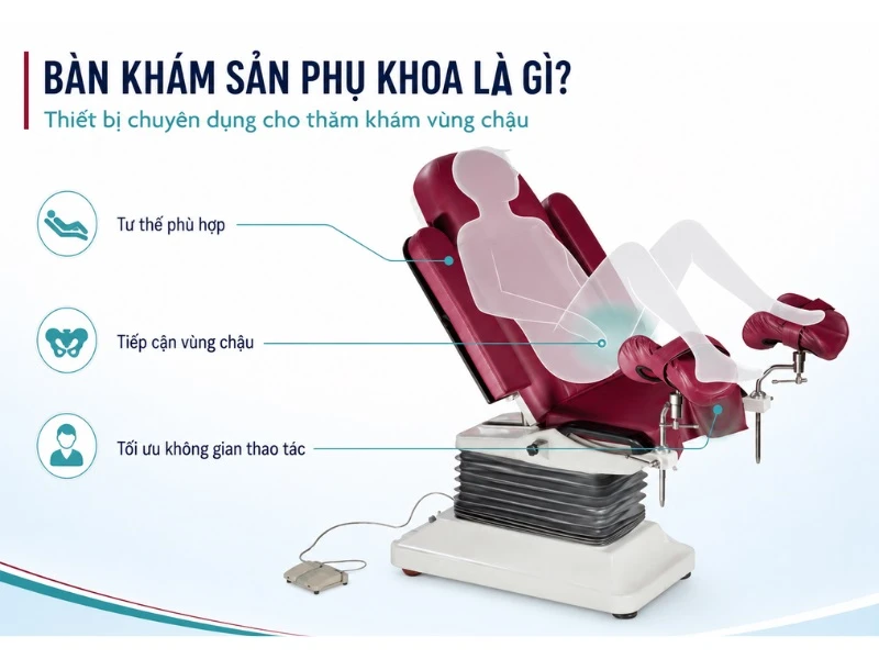 Bàn khám sản phụ khoa chuyên dụng trong thăm khám vùng chậu
